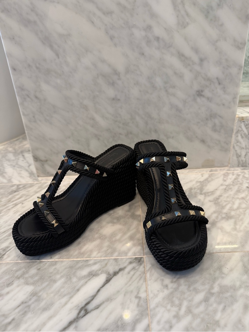 Valentino Rockstud Torchon Rope Wedge Size 37